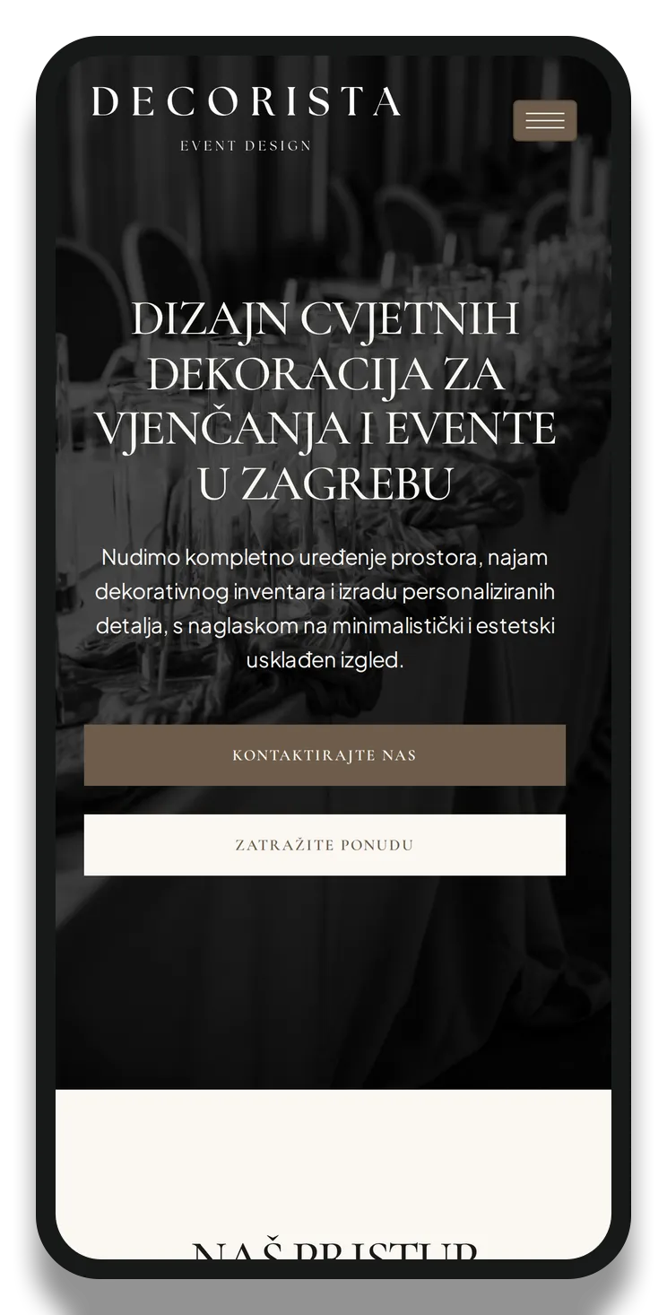 Naslovna stranica Decorista prikazana na mobitelu