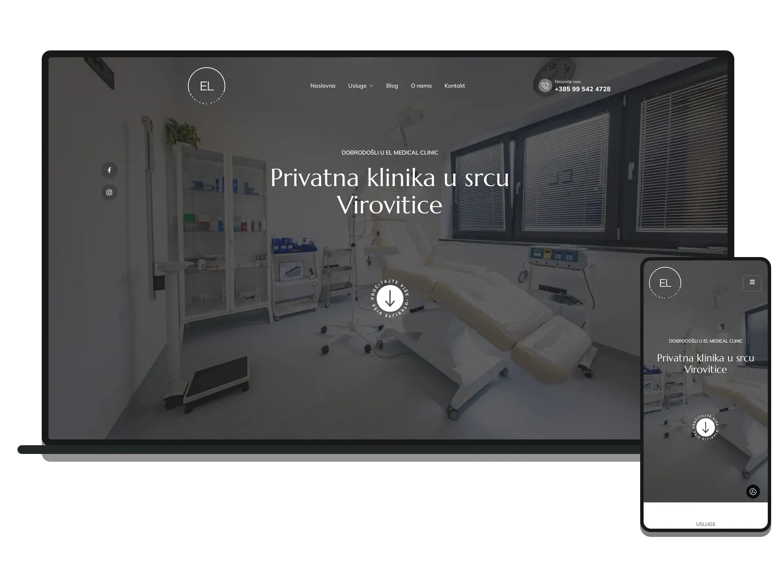 Desktop i mobilni prikaz web stranice: EL Medical