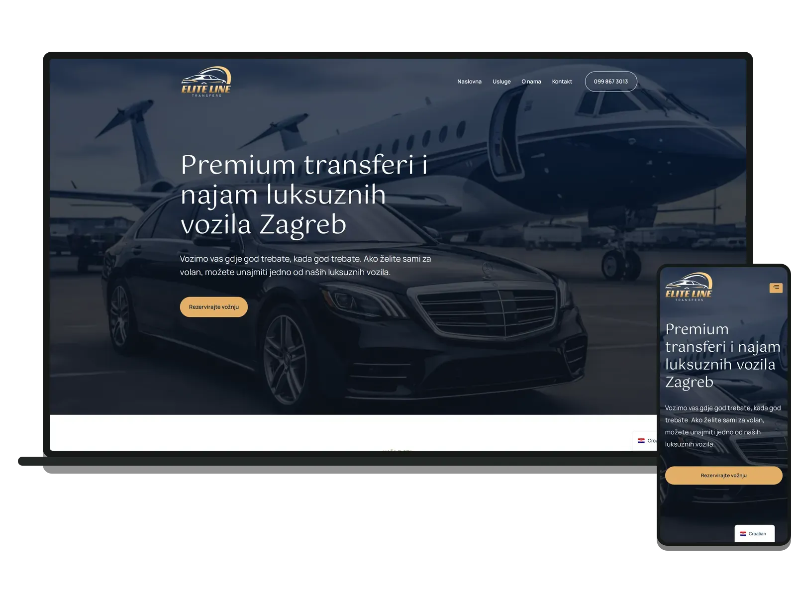 Desktop i mobilni prikaz web stranice: Elite Line Transfers