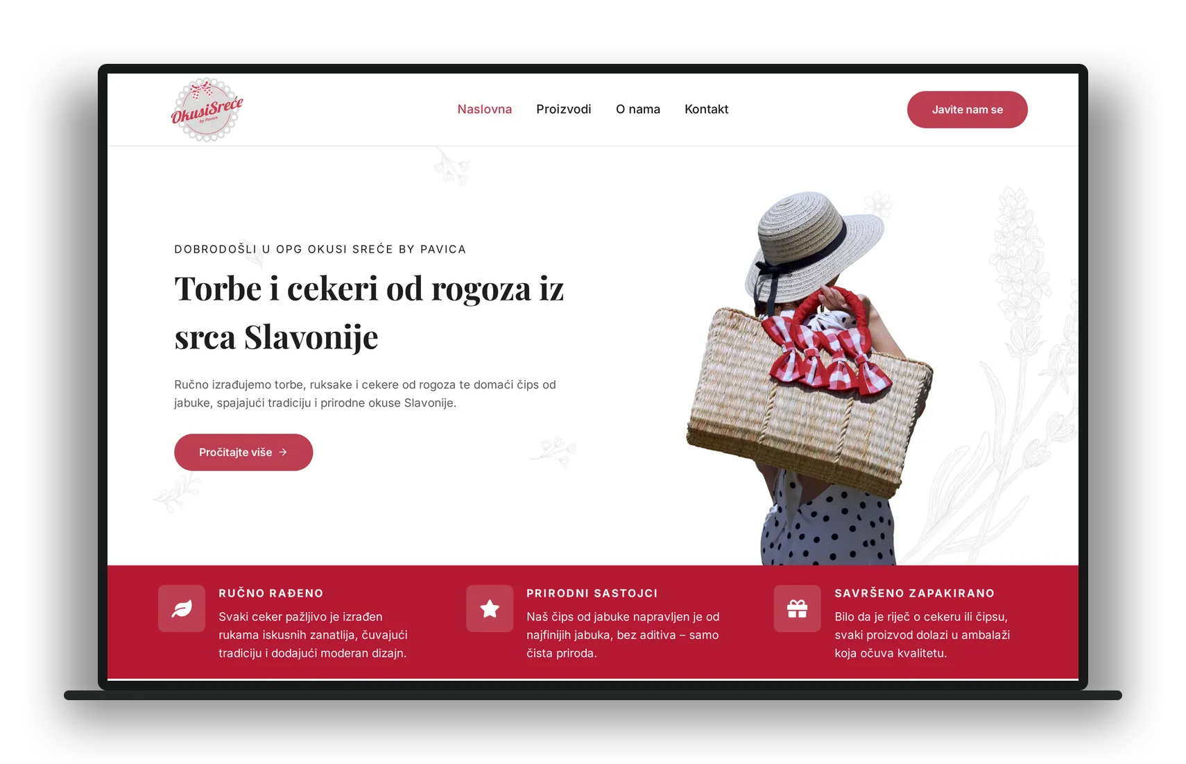 Naslovna stranica Okusi sreće prikazana na laptopu