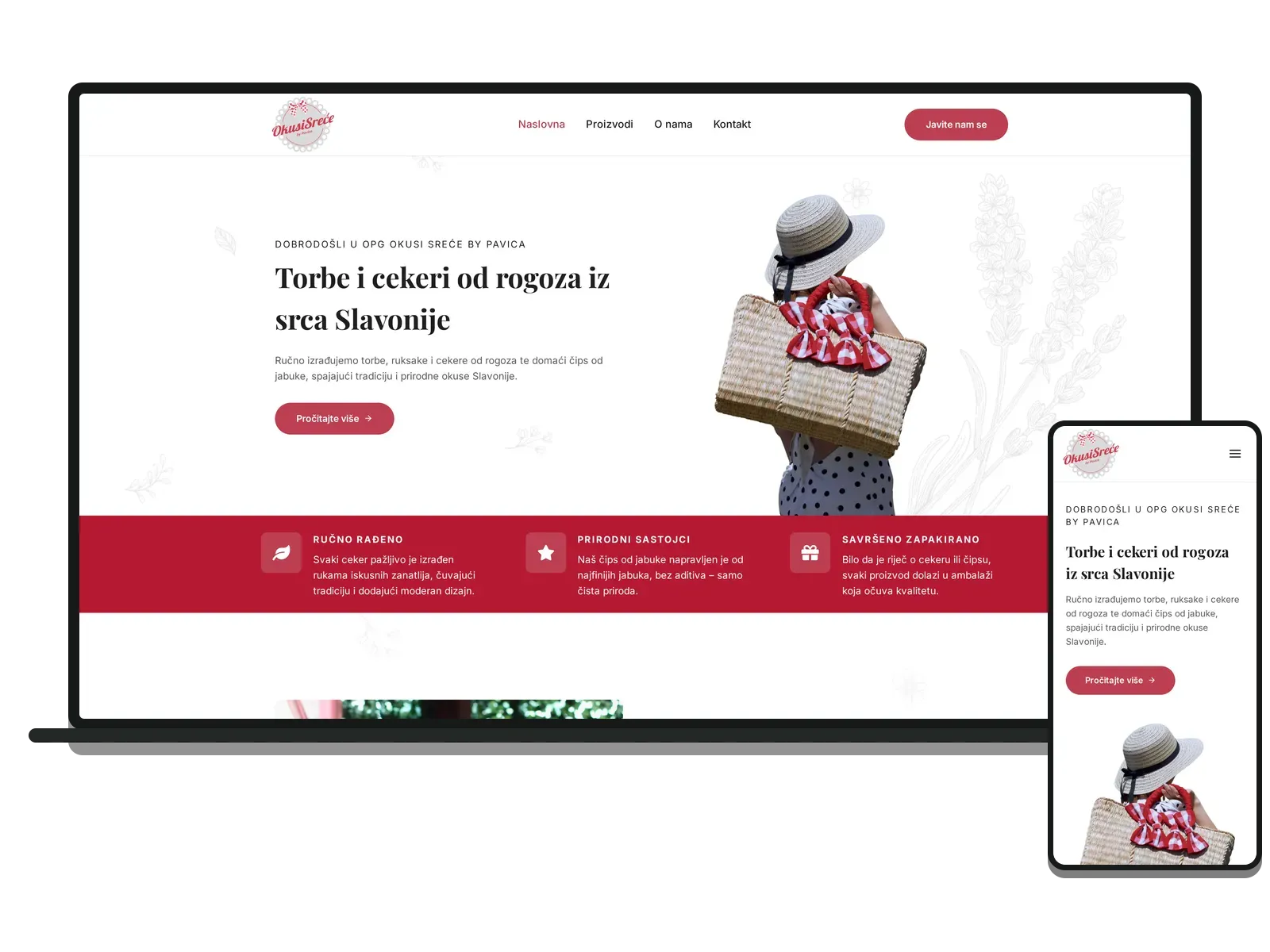 Desktop i mobilni prikaz web stranice: Okusi sreće
