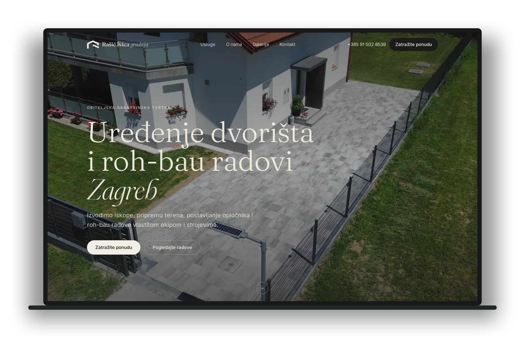 Naslovna stranica Rašić Ivica gradnja prikazana na laptopu